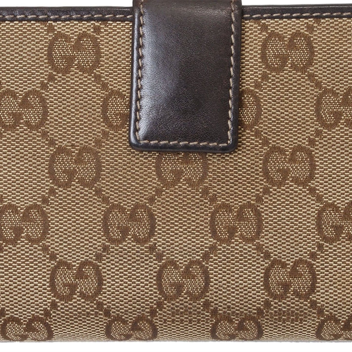 Gucci Brown Canvas Leather Long Wallet (Bi-Fold)