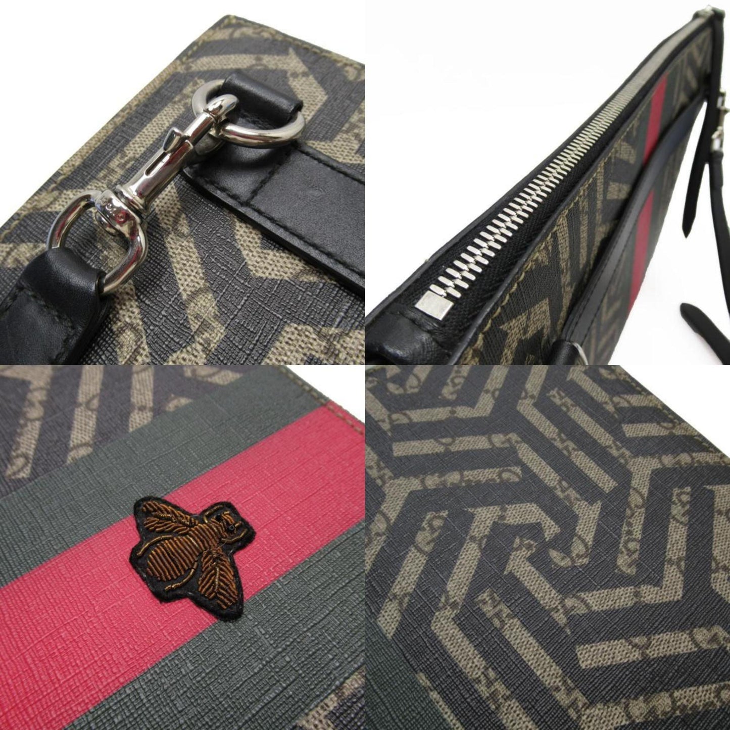 Gucci Beige Black Multi-Color Pvc Leather Clutch Bag Shoulder Bag
