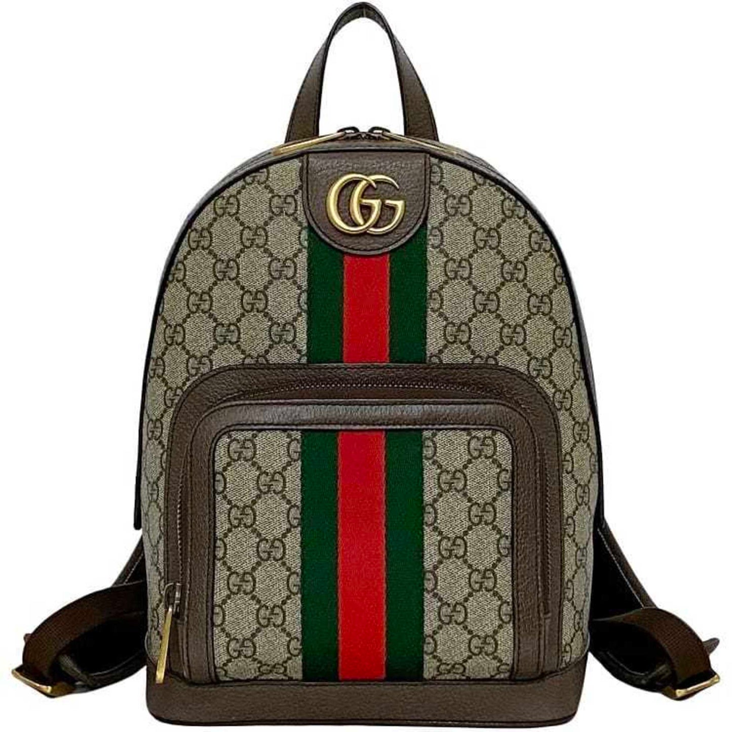 Gucci Beige Brown Green Red Color Pvc Leather Backpack ()