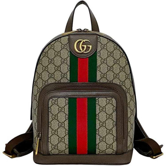 Gucci Beige Brown Green Red Color Pvc Leather Backpack ()