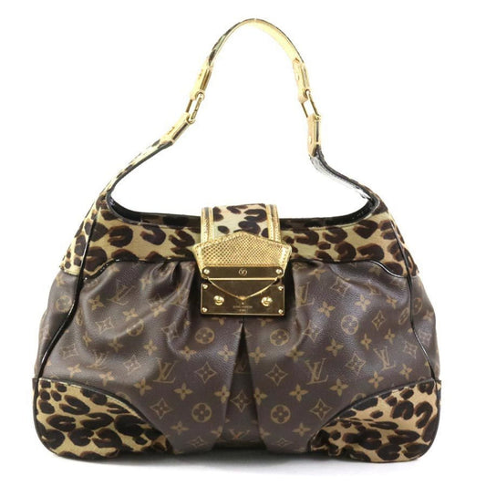 Louis Vuitton Blue Brown Monogram Leather Shoulder Bag ()