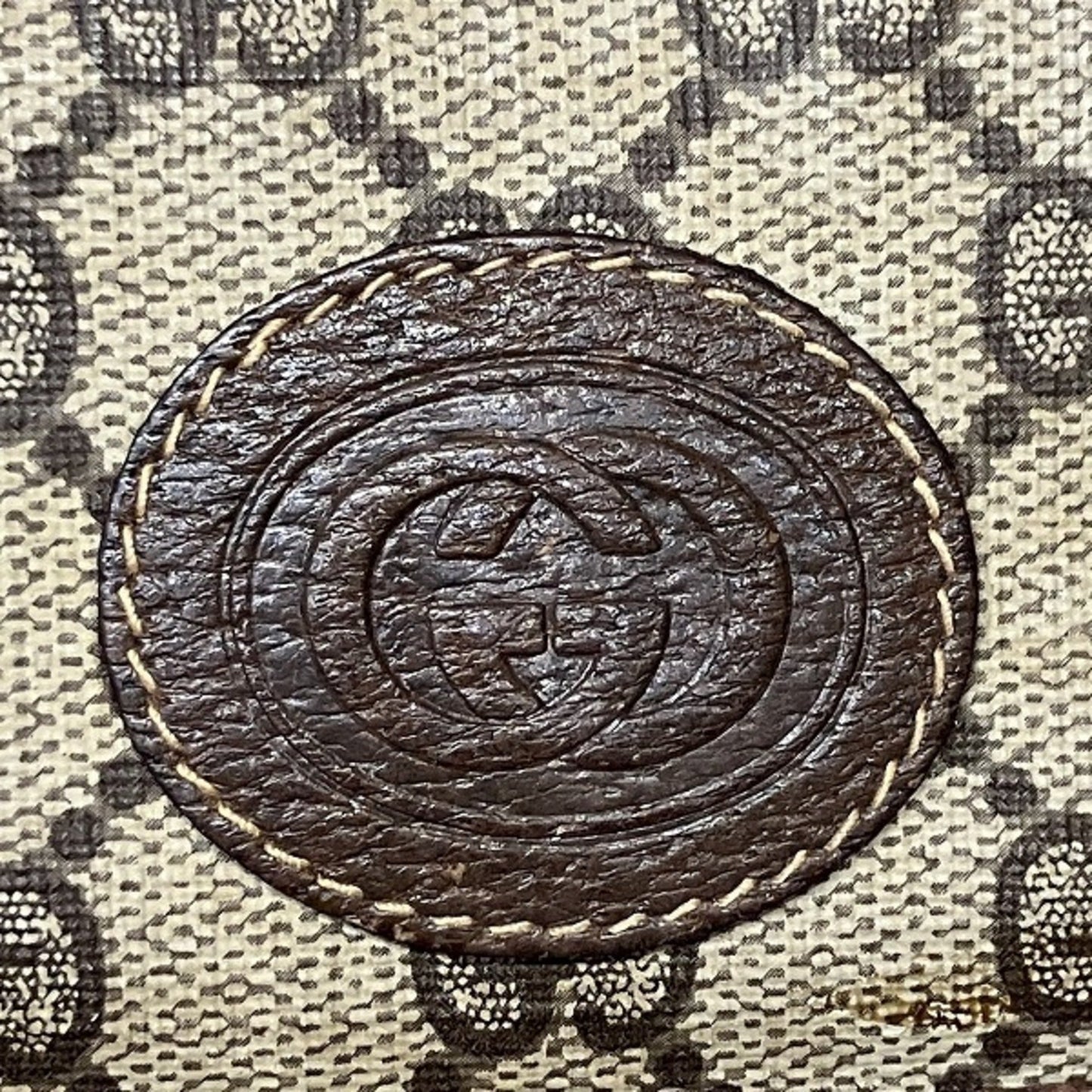 Gucci Beige Brown Pvc Leather Shoulder Bag