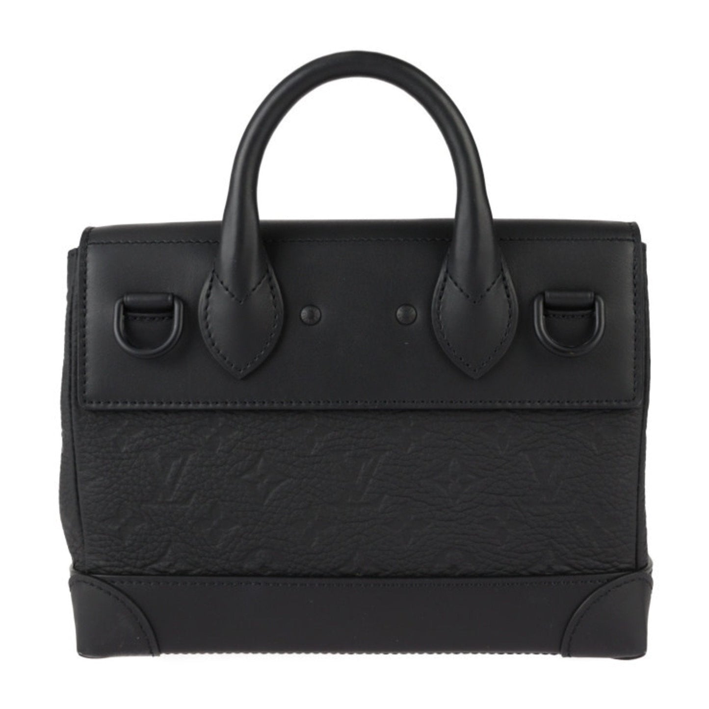 Louis Vuitton Black Leather Handbag Shoulder Bag Tote Bag