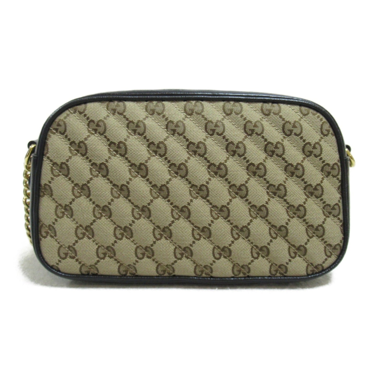 Gucci Beige Black Gg Canvas Leather Shoulder Bag
