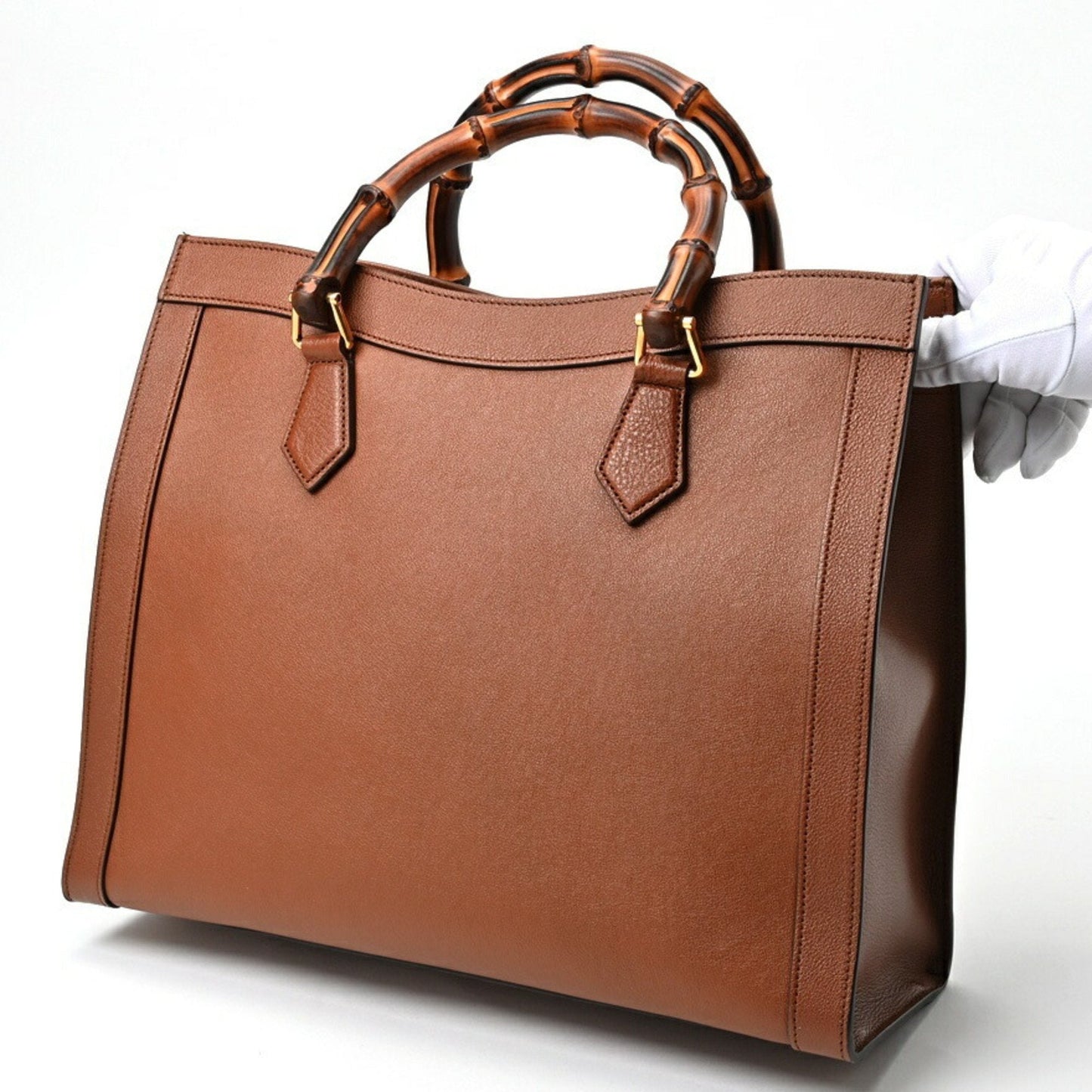 Gucci Brown Leather Bamboo Tote Bag
