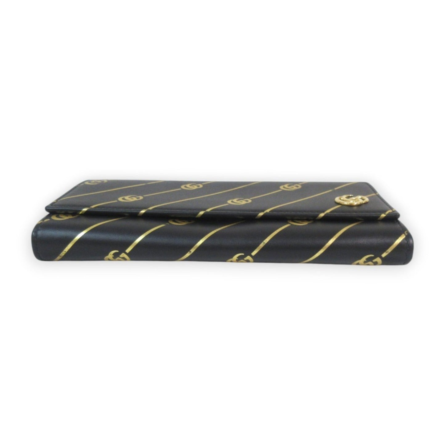 Gucci Black Gold Leather Wallet (Tri-Fold)