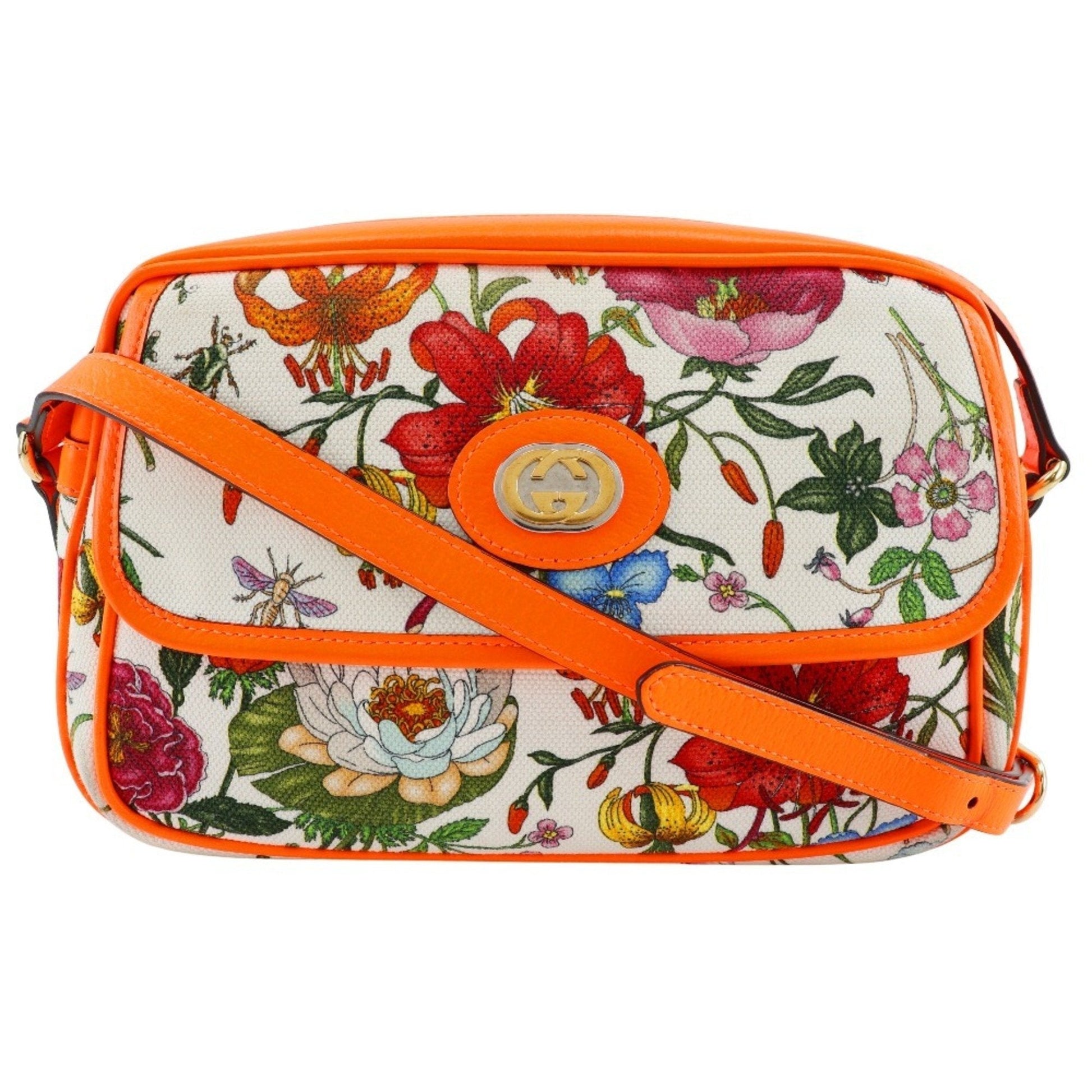 Gucci Orange Canvas Leather Shoulder Bag ()