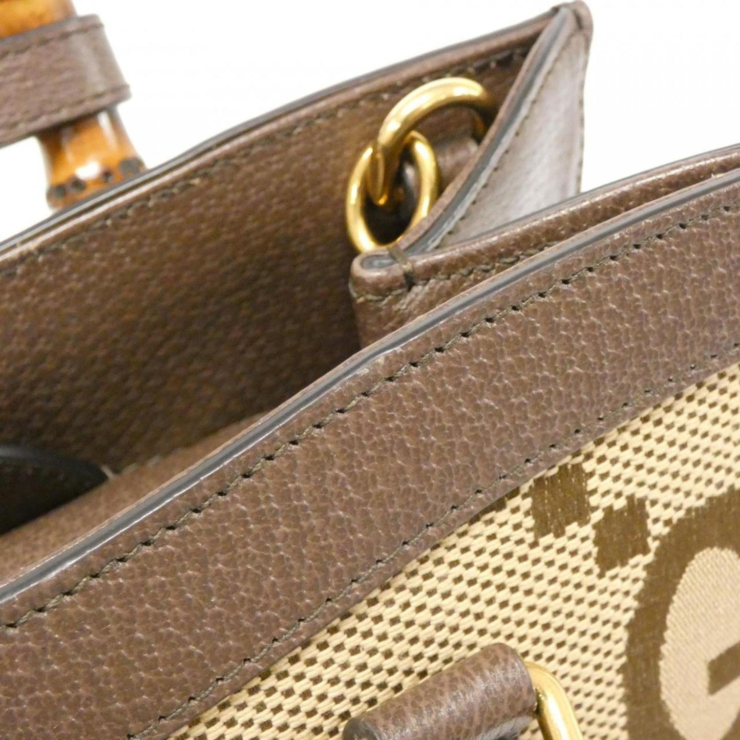 Gucci Brown Camel Gg Canvas Leather Handbag