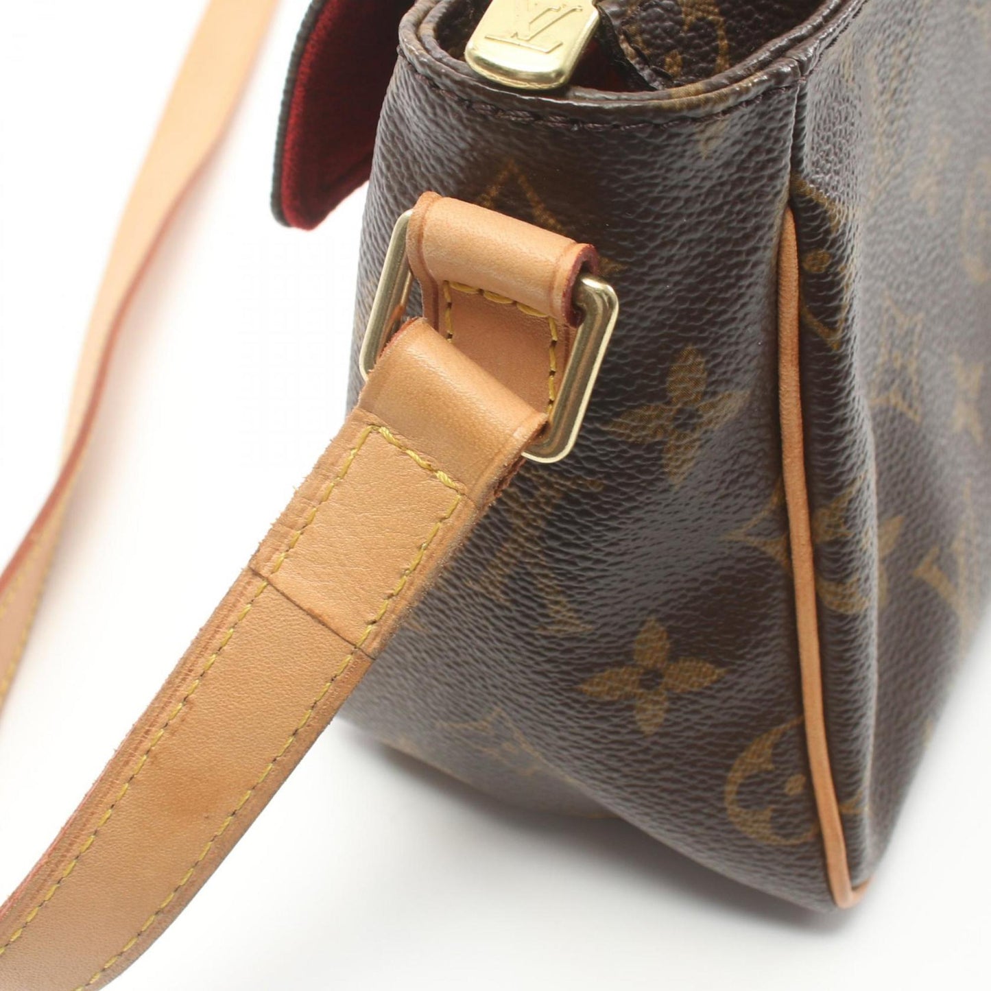 Louis Vuitton Brown Coated Canvas Leather Shoulder Bag