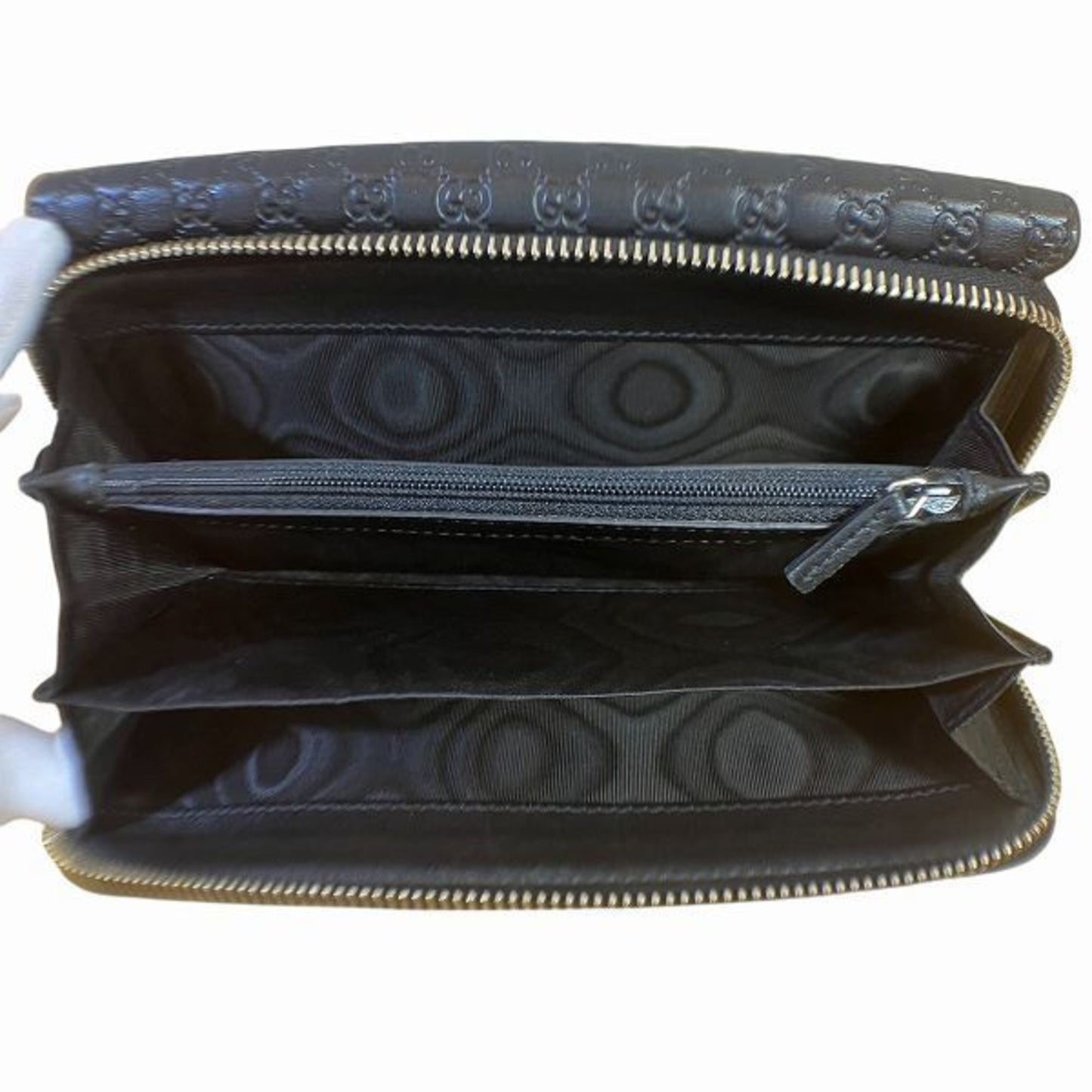Gucci Black Leather Long Wallet (Tri-Fold)