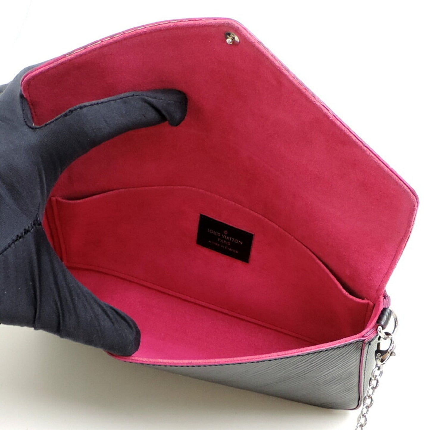 Louis Vuitton Black Hot Pink Noir Pink Epi Leather Chain/Shoulder Wallet