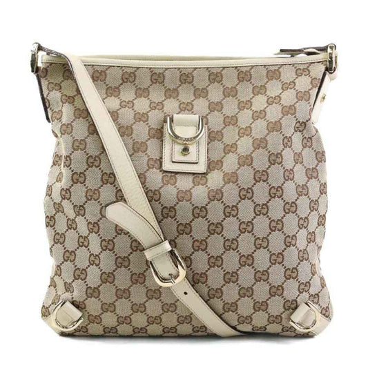 Gucci Beige Gg Canvas Leather Shoulder Bag ()