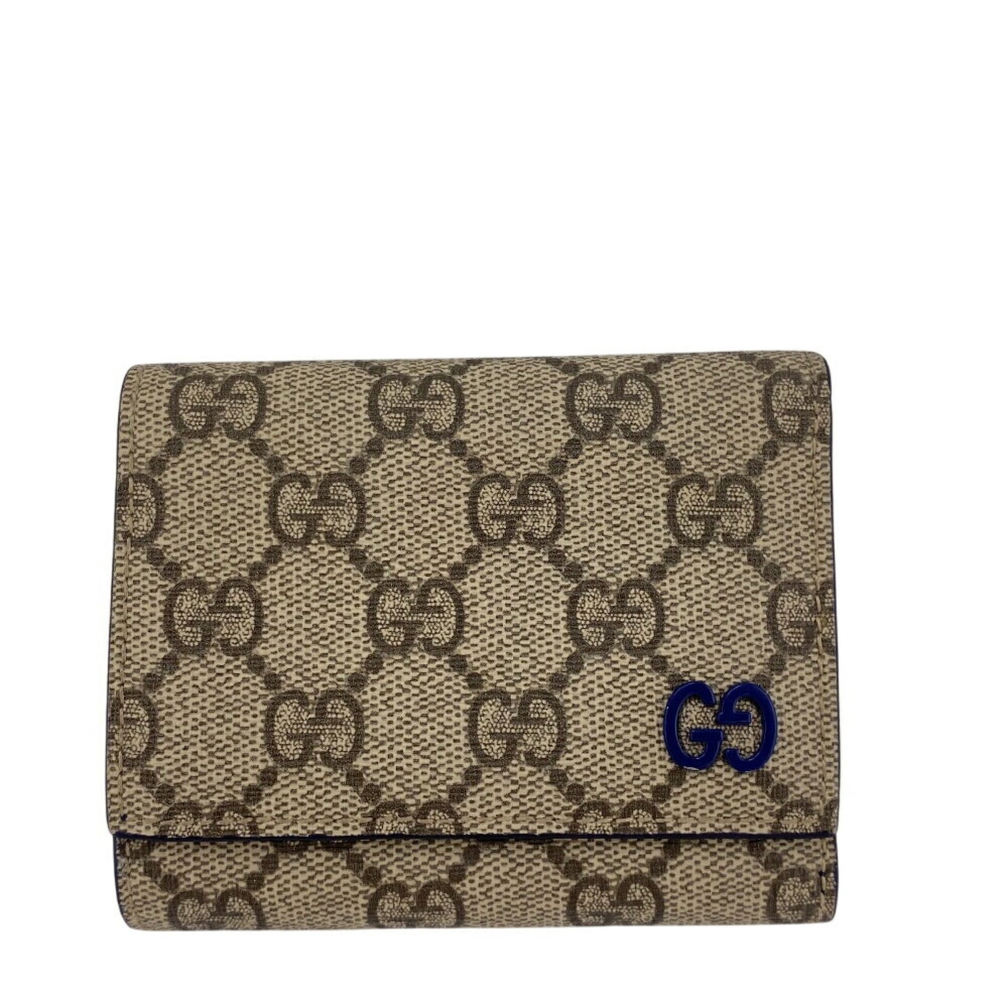 Gucci Beige Blue Gg Supreme Leather Wallet (Tri-Fold) ()