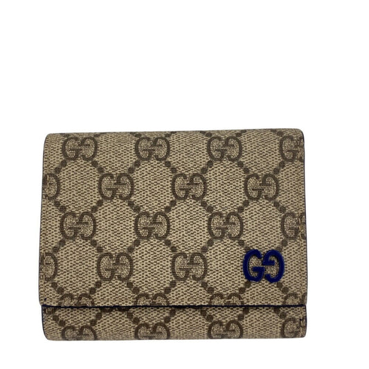 Gucci Beige Blue Gg Supreme Leather Wallet (Tri-Fold) ()
