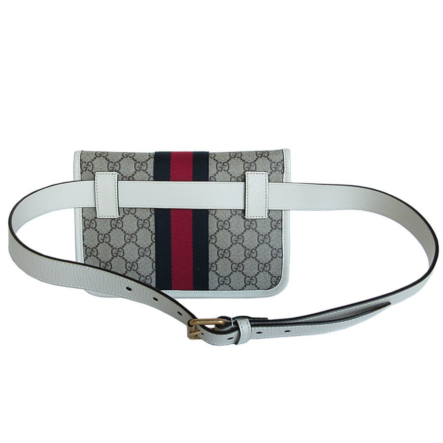 Gucci Beige Brown Off-White Gg Supreme Canvas Leather Fanny Pack