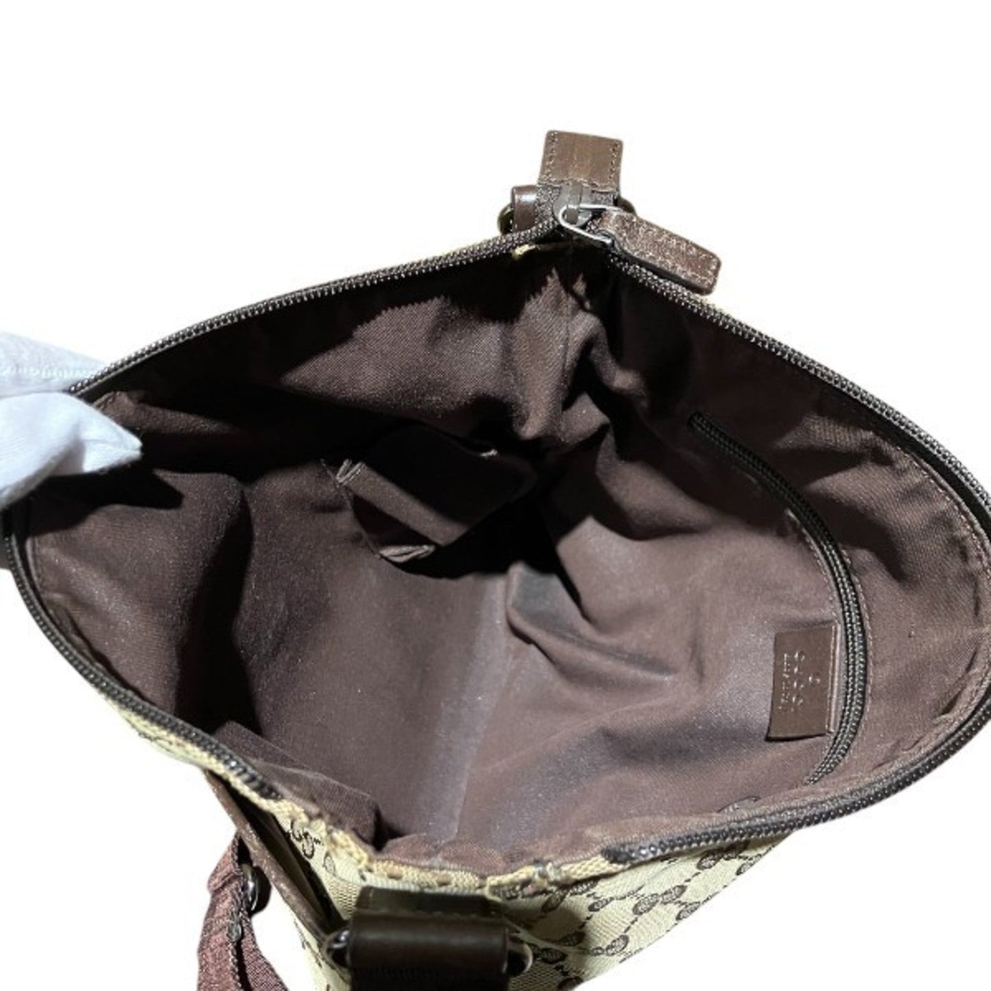Gucci Beige Brown Gg Canvas Leather Shoulder Bag