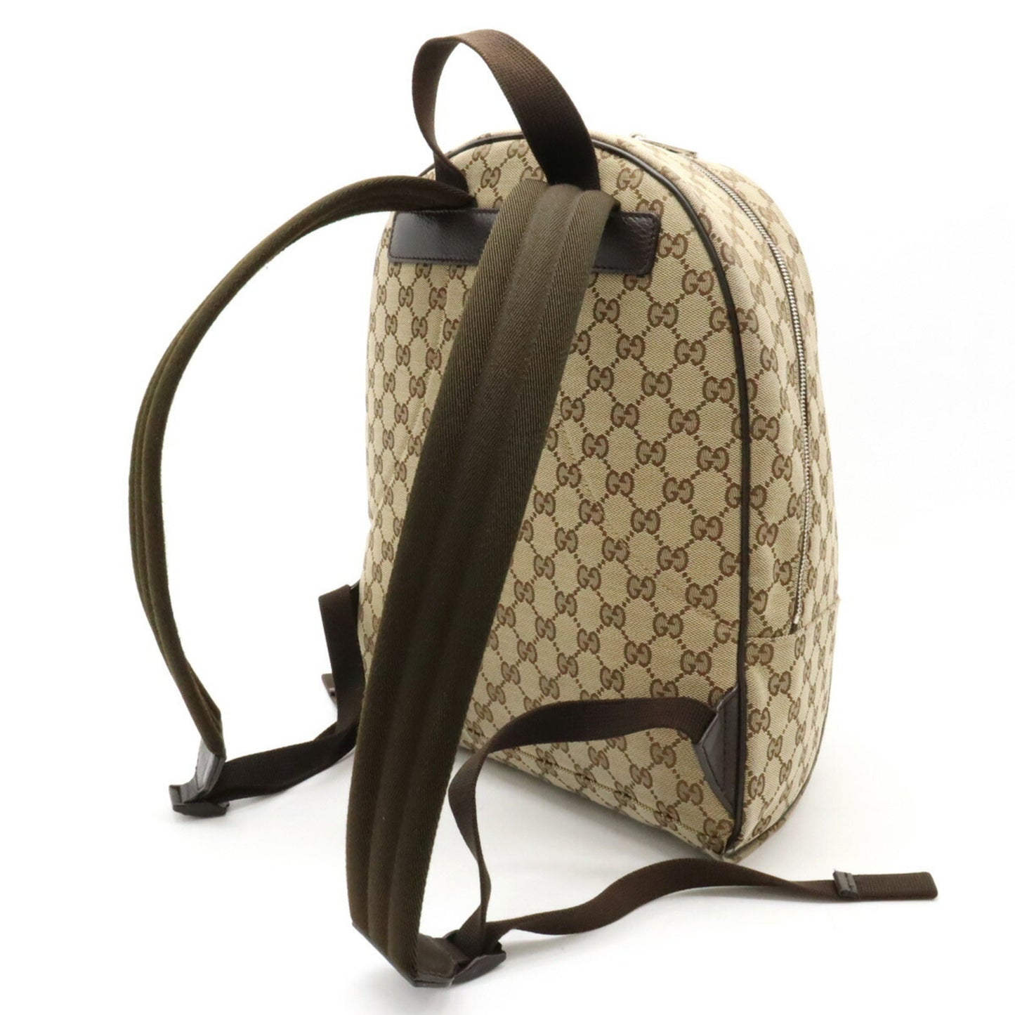 Gucci Beige Dark Brown Canvas Leather Backpack