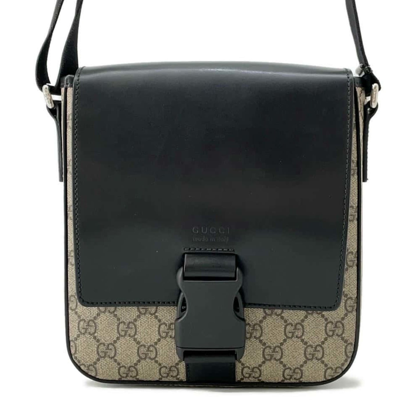Gucci Beige Black Gg Supreme Leather Messenger Bag Shoulder Bag ()