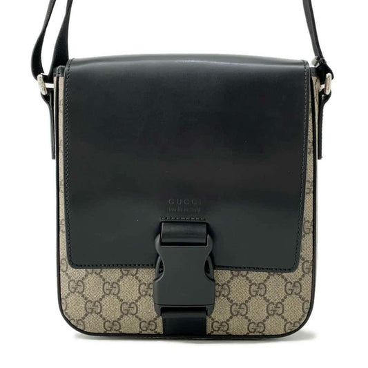 Gucci Beige Black Gg Supreme Leather Messenger Bag Shoulder Bag ()