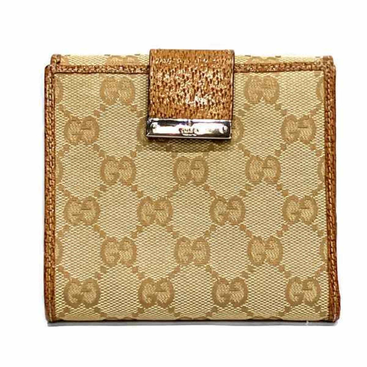 Gucci Beige Brown Canvas Leather Wallet (Bi-Fold) ()