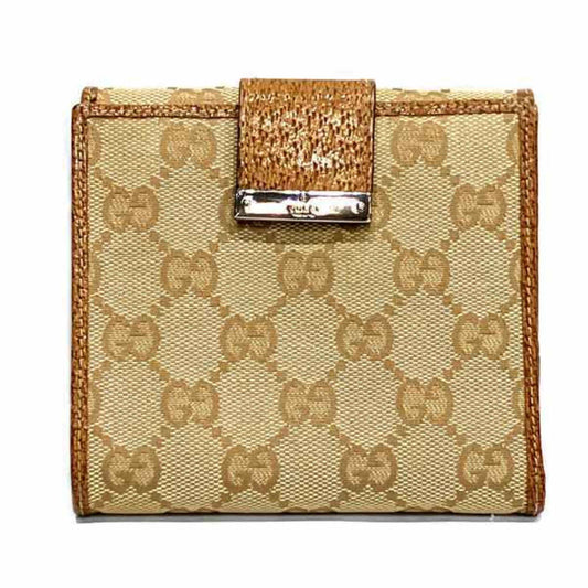 Gucci Beige Brown Canvas Leather Wallet (Bi-Fold) ()