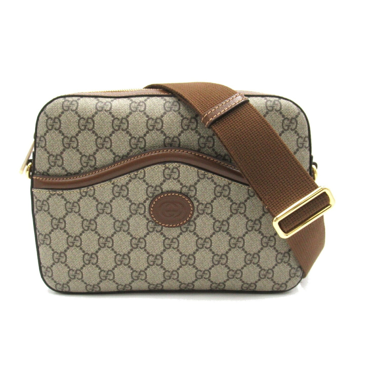Gucci Brown Pvc Coated Canvas Leather Shoulder Bag