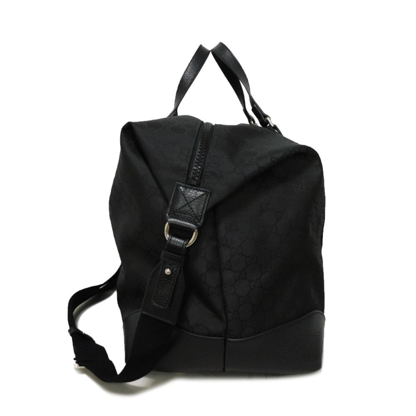 Gucci Black Nylon Canvas Leather Boston Bag Handbag Shoulder Bag
