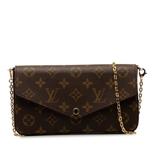 Louis Vuitton Brown Fuchsia Pvc Leather Pouch Shoulder Bag ()