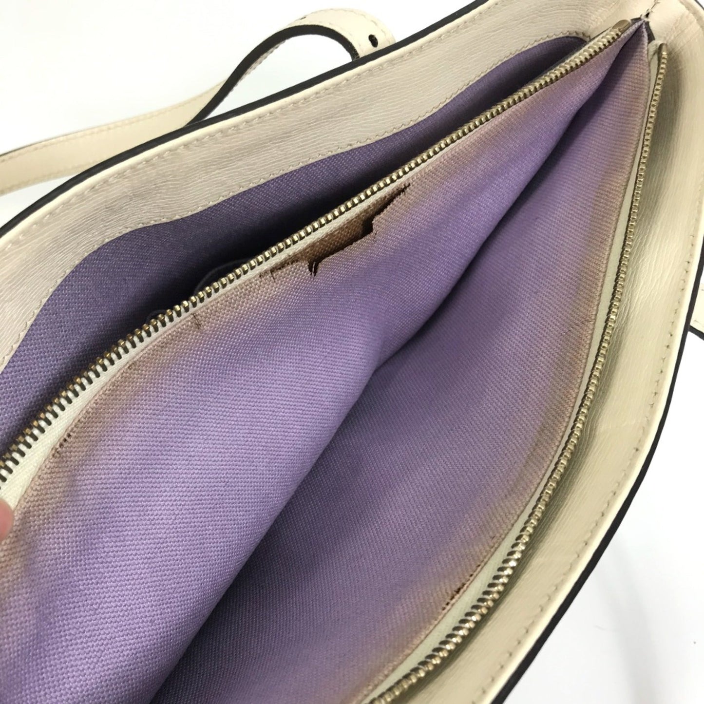 Gucci White Leather Tote Bag