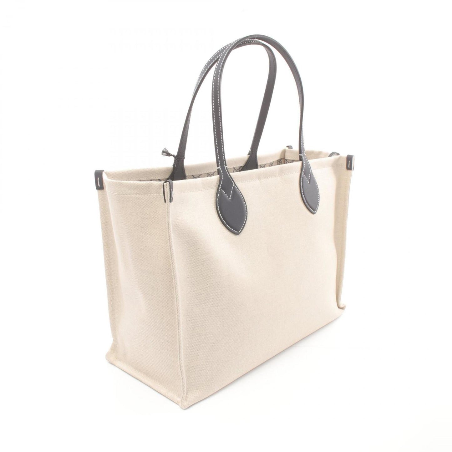 Gucci Beige Bordeaux Navy Canvas Leather Tote Bag