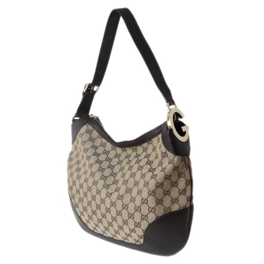 Gucci Dark Brown Khaki Jacquard Leather Shoulder Bag ()