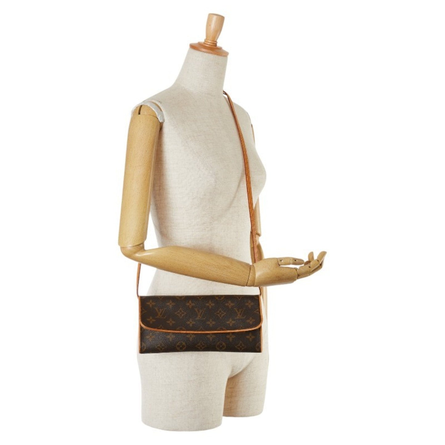 Louis Vuitton Brown Pvc Leather Pochette Shoulder Bag