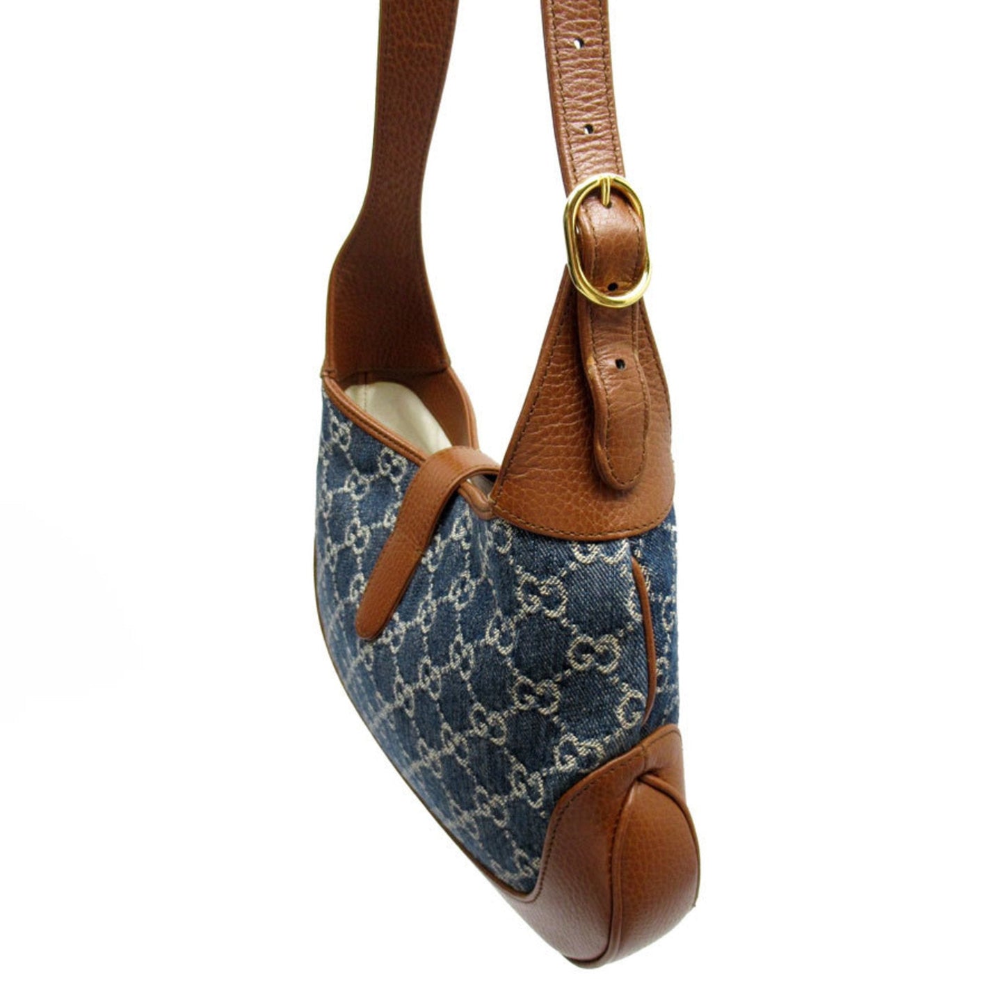 Gucci Brown Denim Leather Shoulder Bag