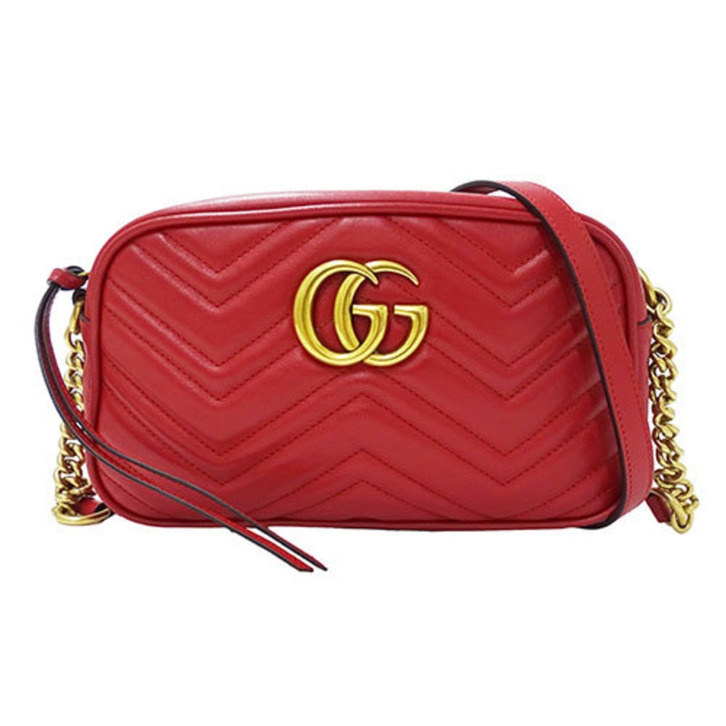 Gucci Gg Marmont Red Color Leather Shoulder Bag