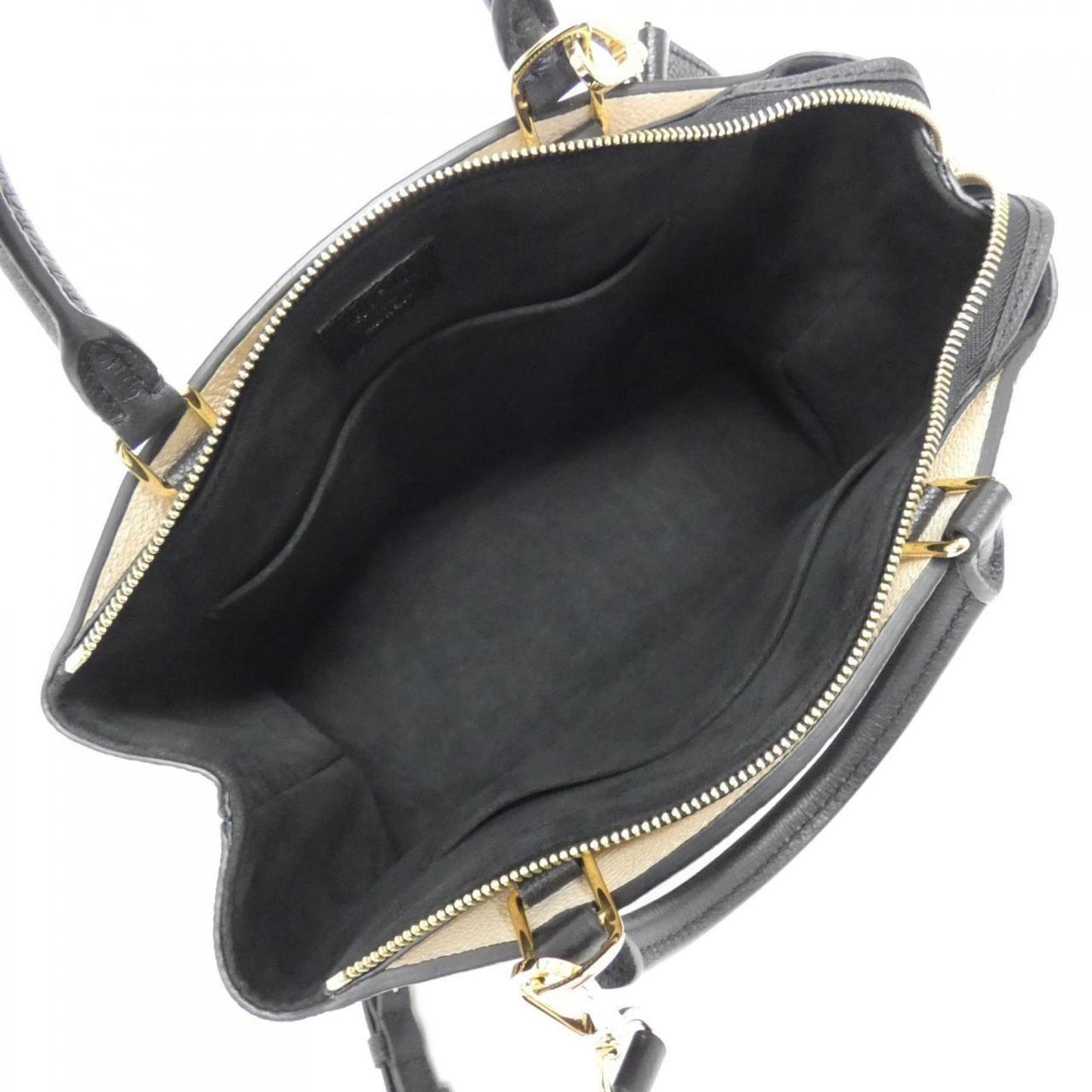 Louis Vuitton Beige Black Leather Handbag Shoulder Bag