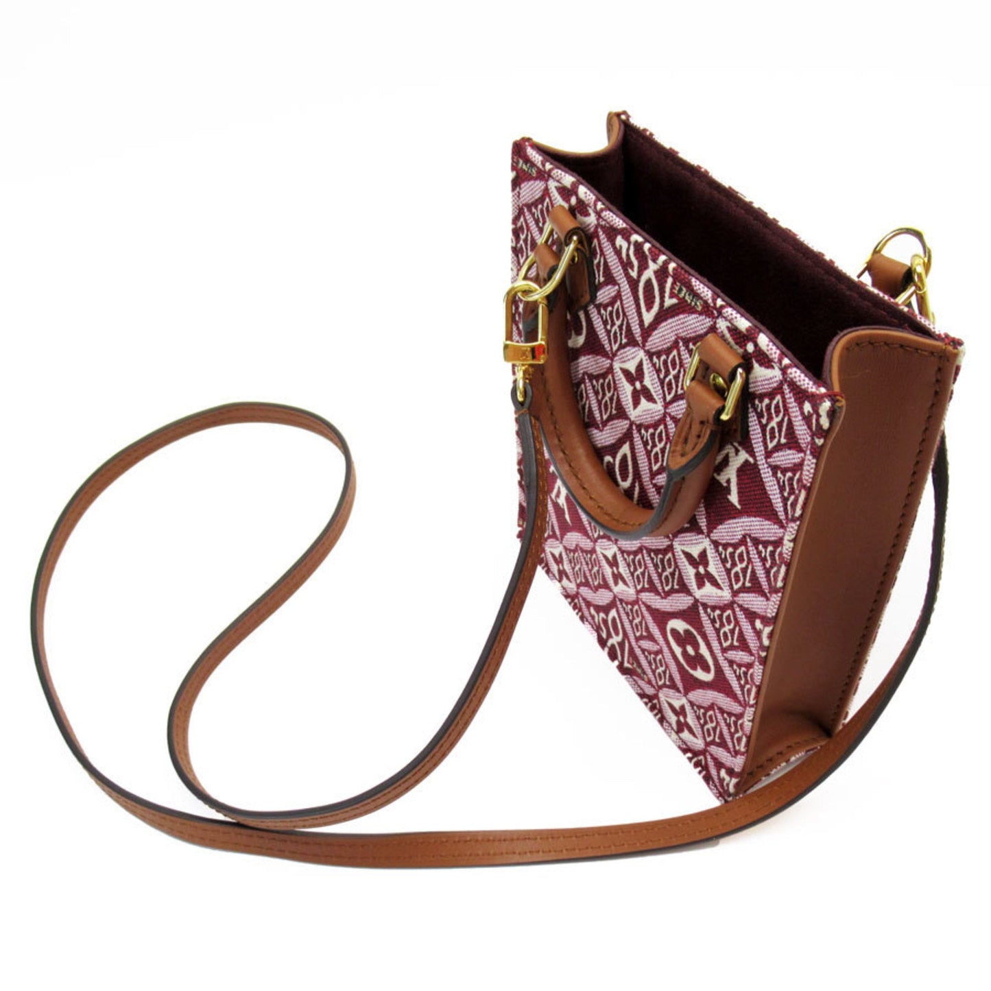 Louis Vuitton Brown Burgundy Canvas Leather Handbag Shoulder Bag