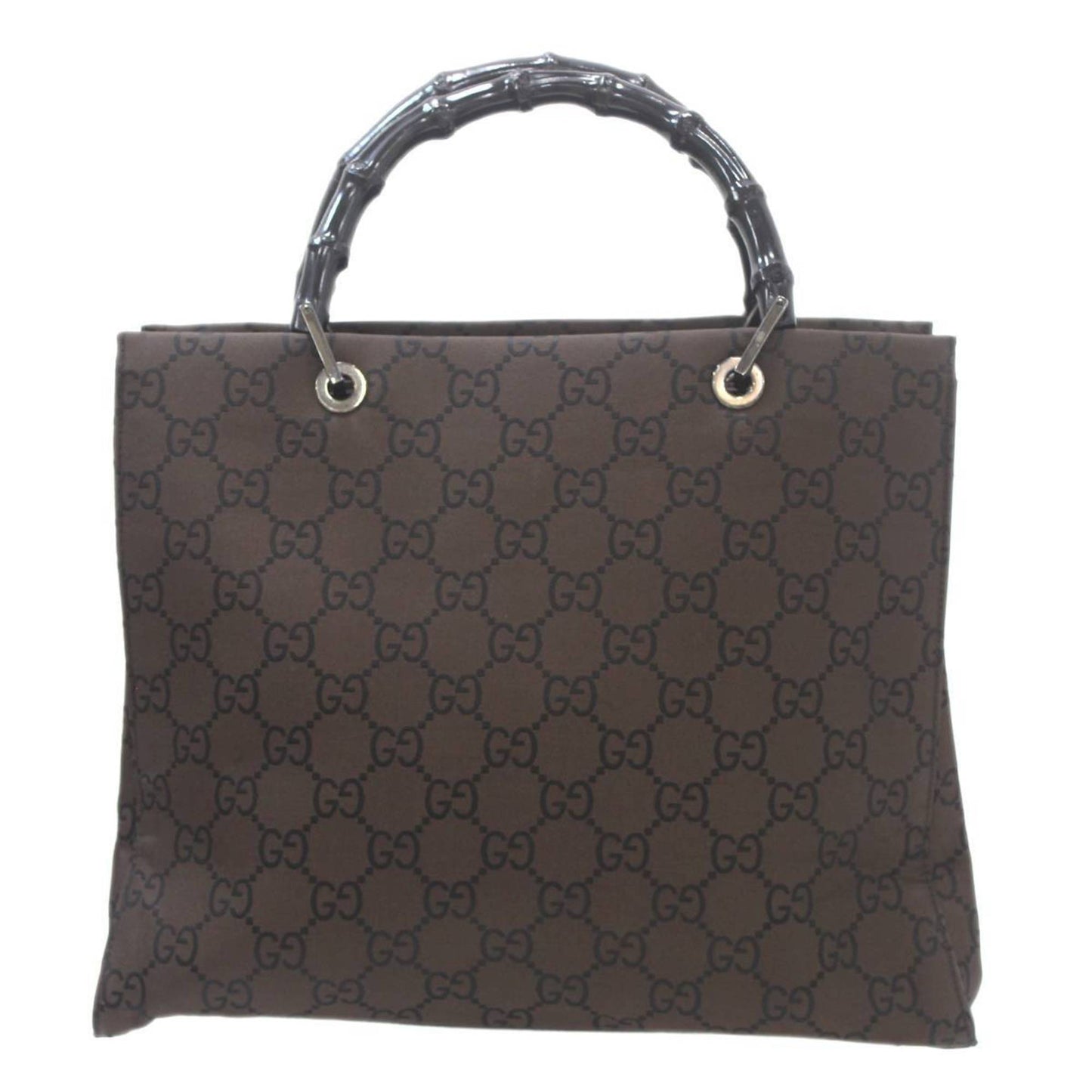 Gucci Dark Brown Canvas Leather Tote Bag