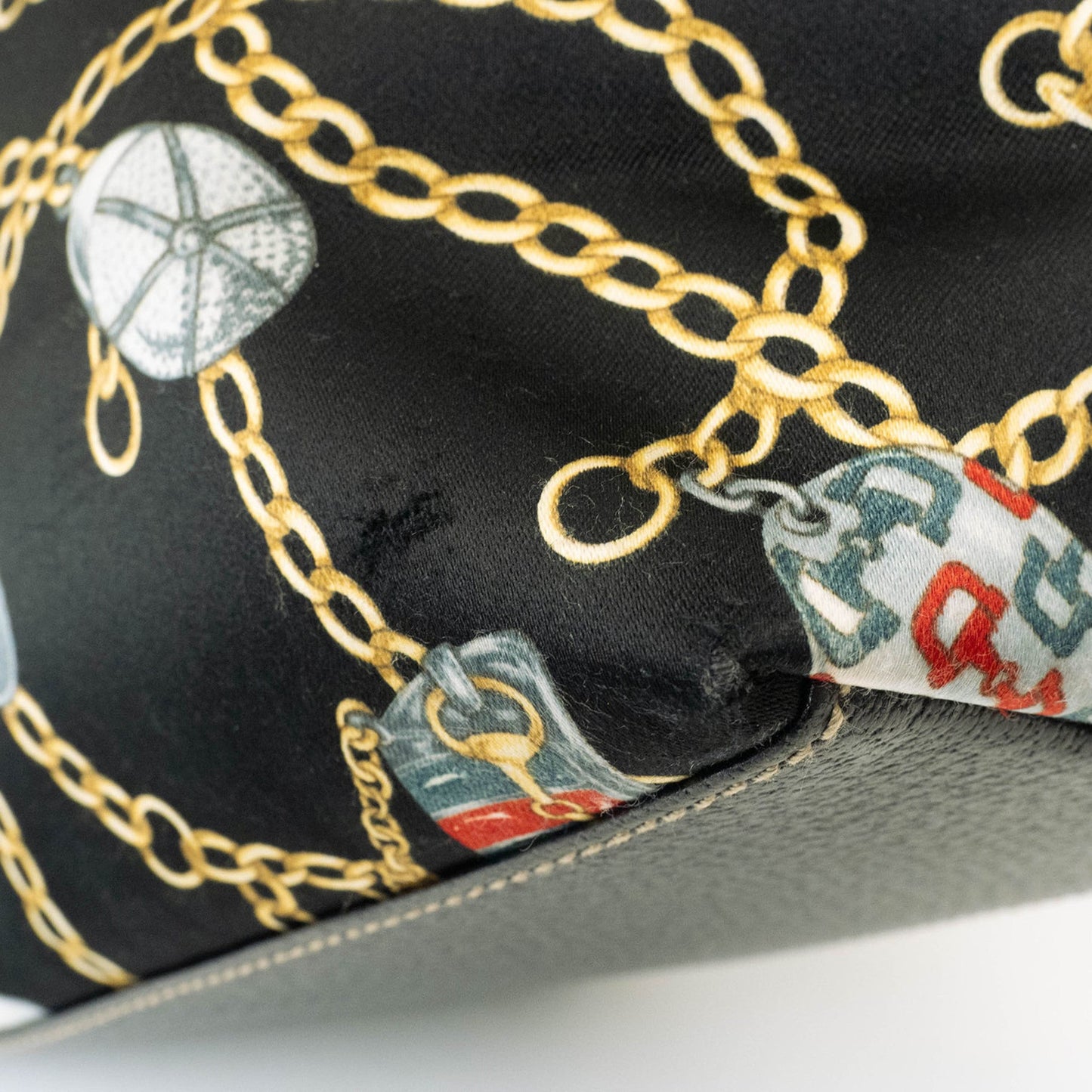 Gucci Black Satin Leather Tote Bag
