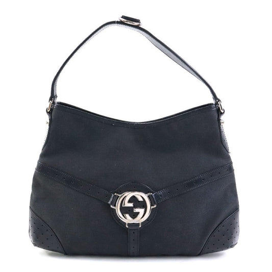 Gucci Black Canvas Leather Shoulder Bag ()