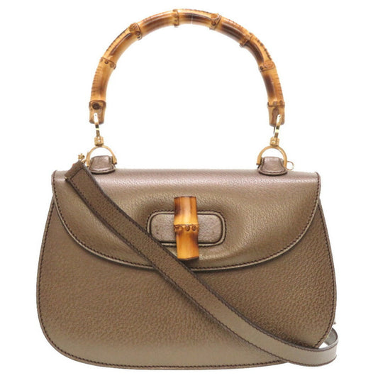 Gucci Bronze Bamboo Leather Handbag Shoulder Bag ()