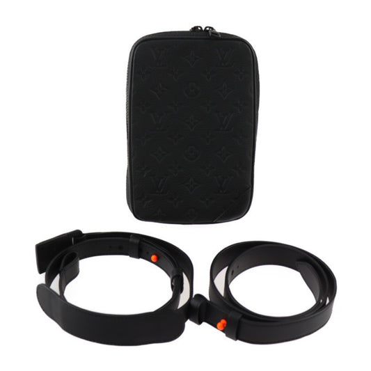 Louis Vuitton Black Orange Leather Handbag Shoulder Bag Sling Bag ()