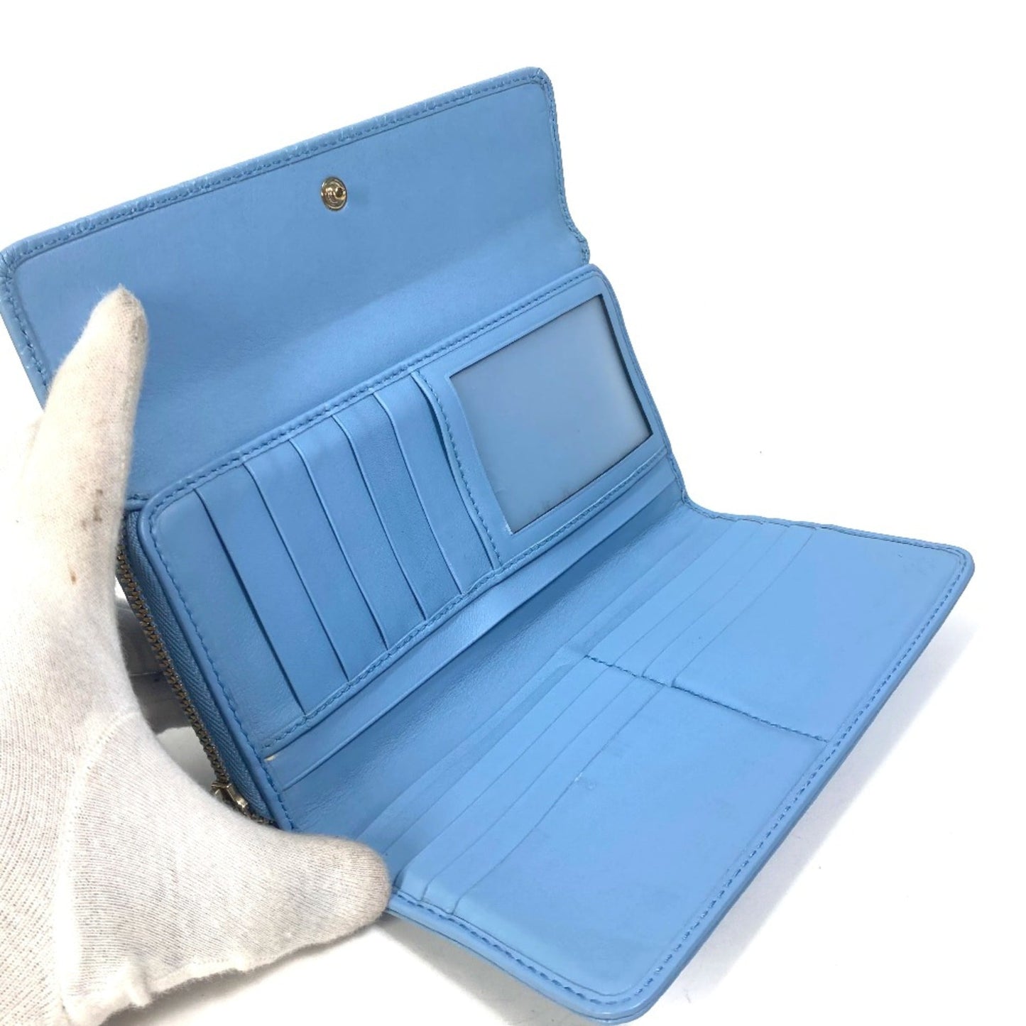 Gucci Blue Leather Long Wallet (Bi-Fold)