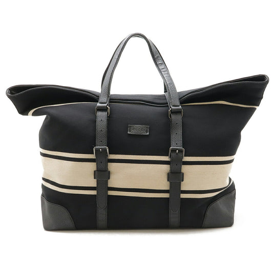 Gucci Beige Black Wool Leather Boston Bag ()