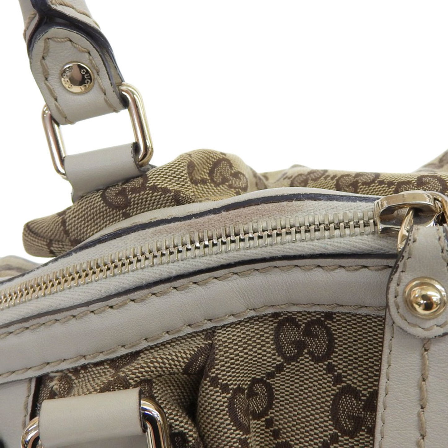 Gucci Gg Canvas Beige Gg Canvas Leather Handbag Tote Bag