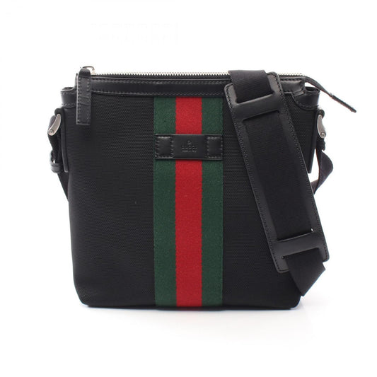 Gucci Black Green Red Color Nylon Canvas Shoulder Bag ()