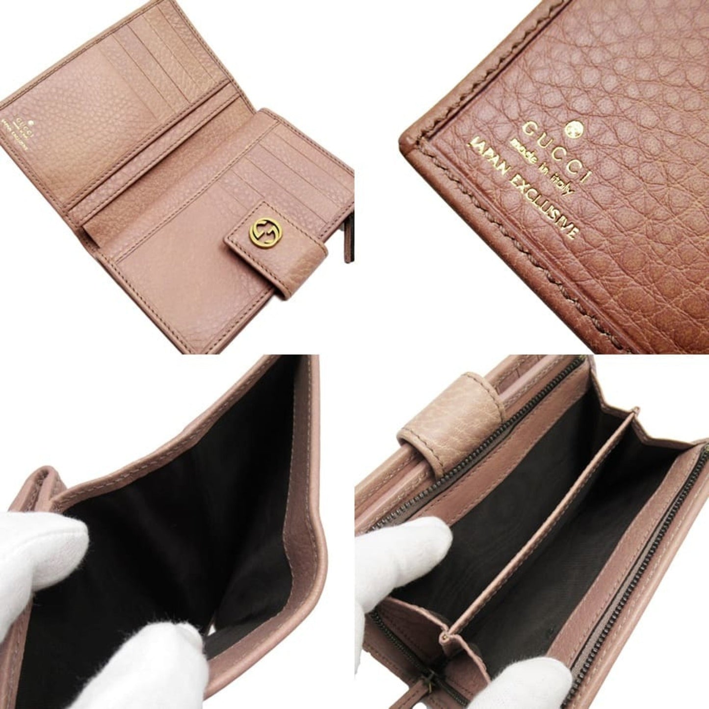 Gucci Gold Pink Leather Wallet (Bi-Fold)