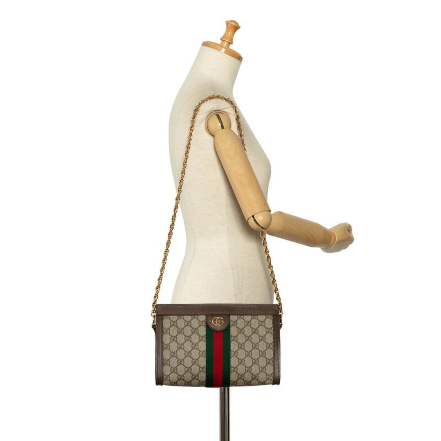 Gucci Sherry Line Beige Brown Leather Pvc Shoulder Bag
