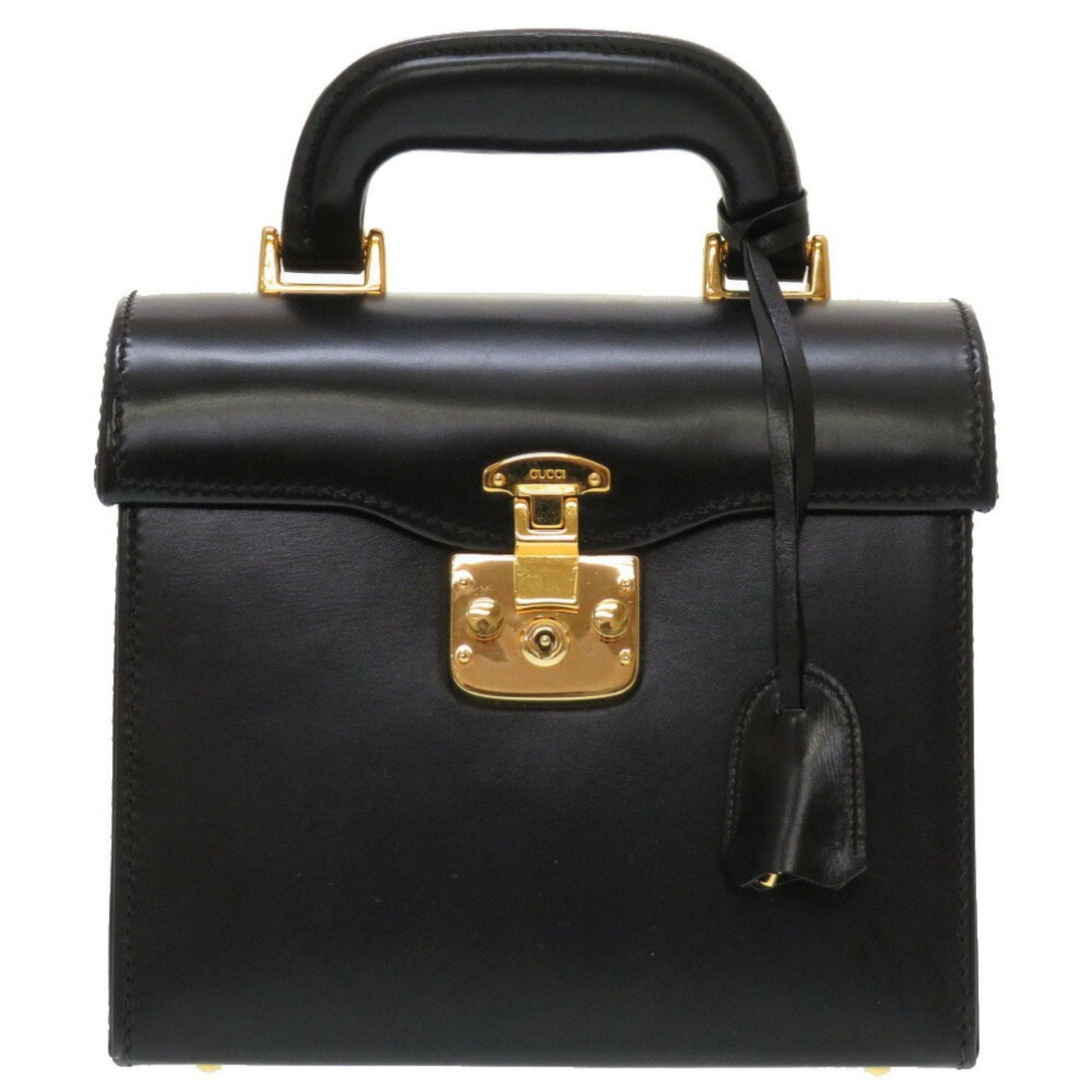 Gucci Black Leather Handbag Vanity Bag ()