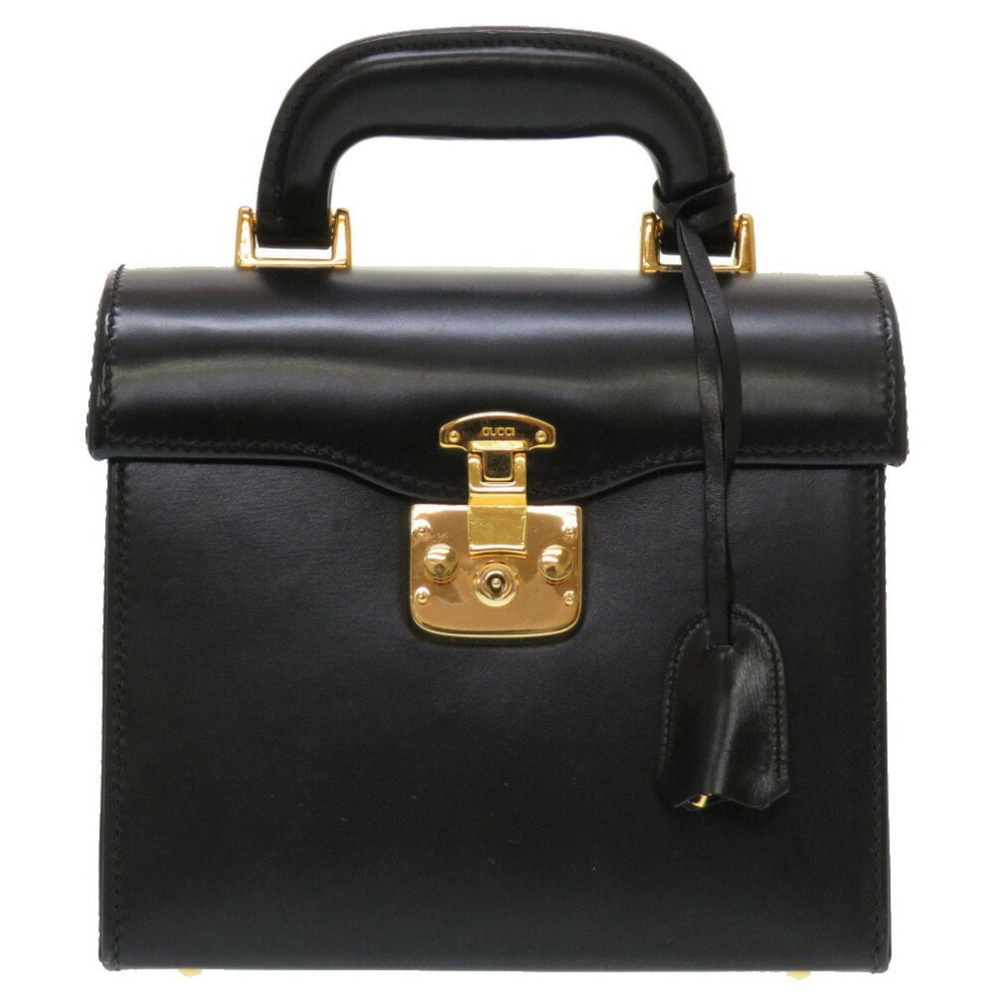 Gucci Black Leather Handbag Vanity Bag ()