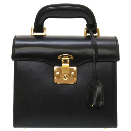 Gucci Black Leather Handbag Vanity Bag ()